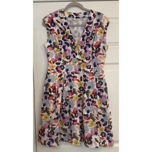 Boden Clemmie Dress Sz 8R Peony Burst Floral Picnic Party Wedding Guest Business
